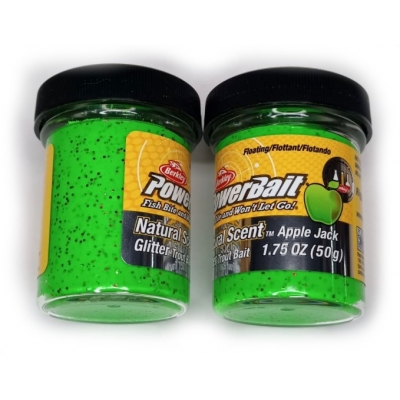 Паста форелевая фруктовая Berkley Паста PowerBait Natural Sсent, зелёная, со вкусом яблока