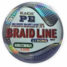 Плетеный шнур Kaida Braid Line 0,10 мм, 110 метров, серый