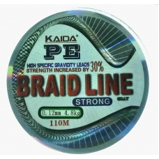 Плетеный шнур Kaida Braid Line 0,12 мм, 110 метров, серый