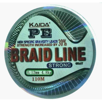 Плетеный шнур Kaida Braid Line 0,12 мм, 110 метров, серый