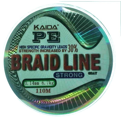 Плетеный шнур Kaida Braid Line 0,14 мм, 110 метров, серый