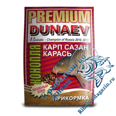 Прикормка DUNAEV-PREMIUM 1кг Карп-Сазан Конопля